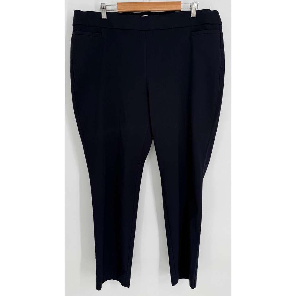 Liz Claiborne Lisa Navy Blue Pull On Ankle Pants Womens Sz 20W Plus Size Tapered